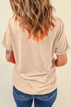 Khaki DARLIN Camo Letter Print Crewneck T Shirt