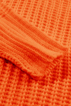 Orange Ribbed Knit Round Neck Slouchy Chunky Sweater