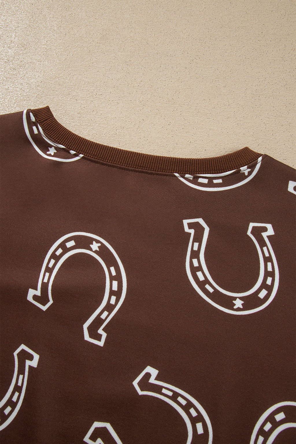 Brown Western Print Elastic Waist Pocket 2pcs Pant Set